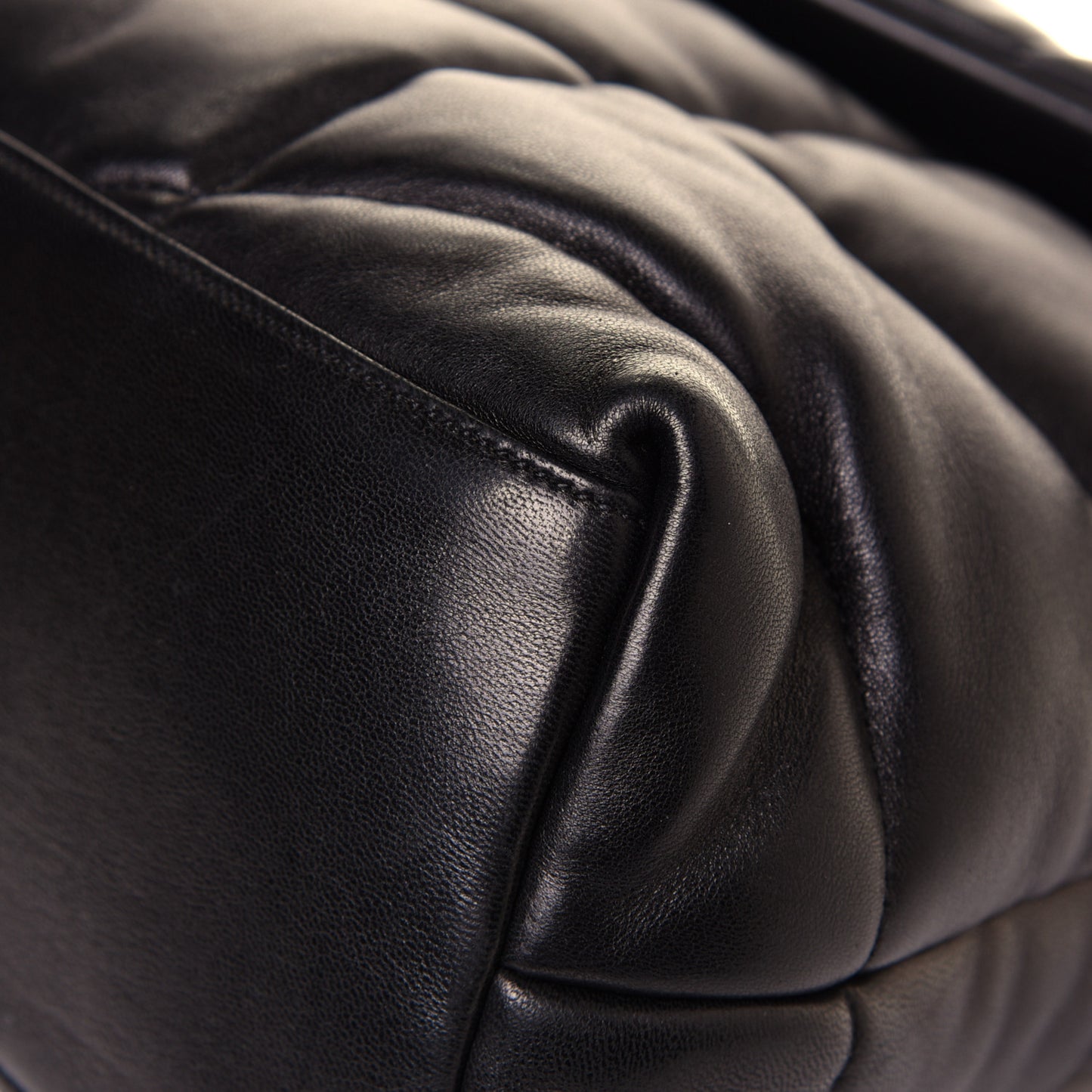 Lambskin Quilted Medium Loulou Puffer Monogram Chain Satchel Black