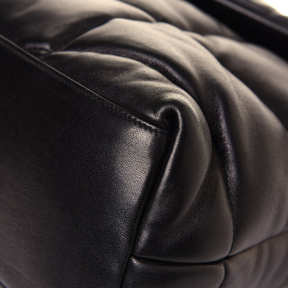 Saint Laurent Lambskin Quilted Medium Loulou Puffer Monogram Chain Satchel Black 9 of 12