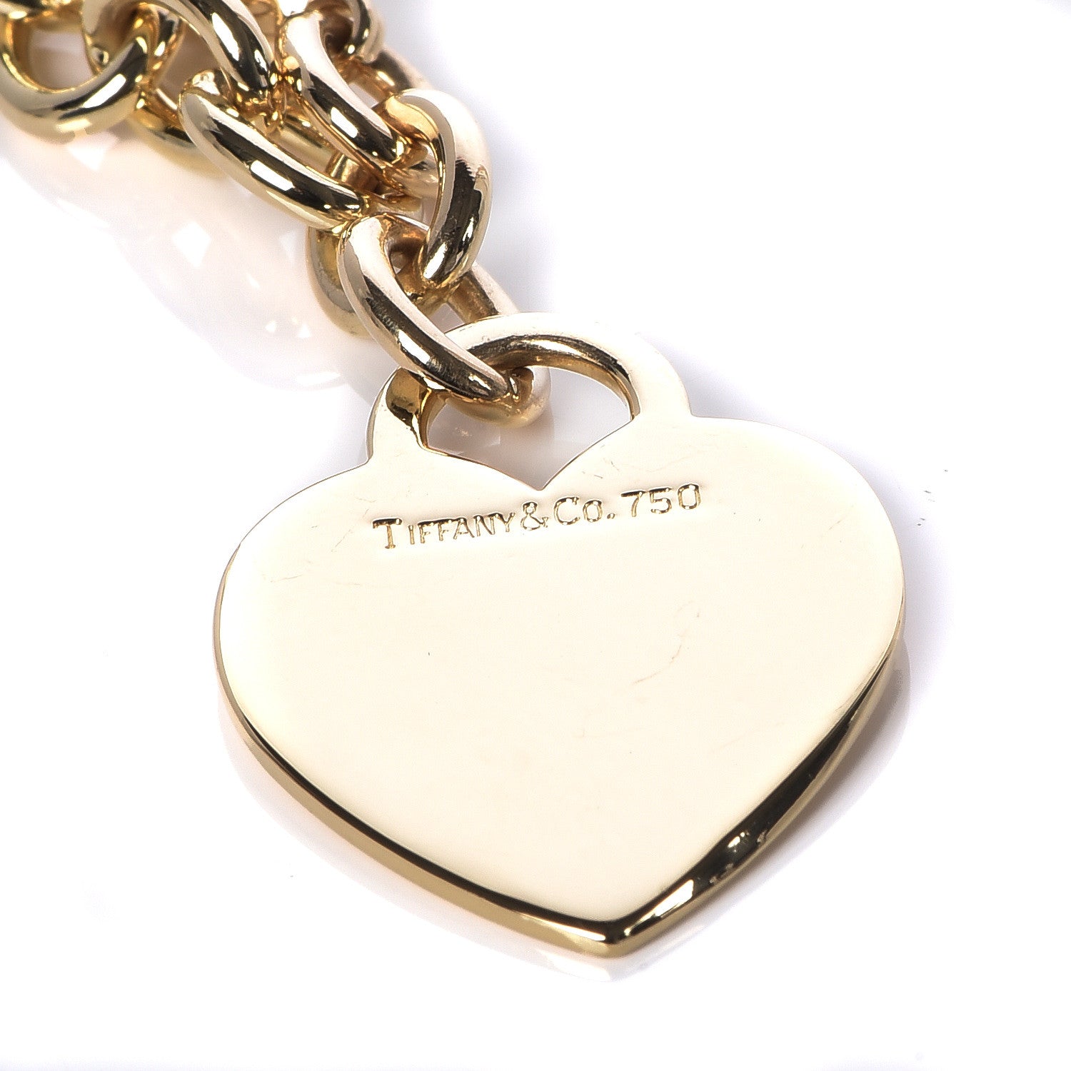 Tiffany 18K Yellow Gold Heart Tag Charm Bracelet 4 of 7