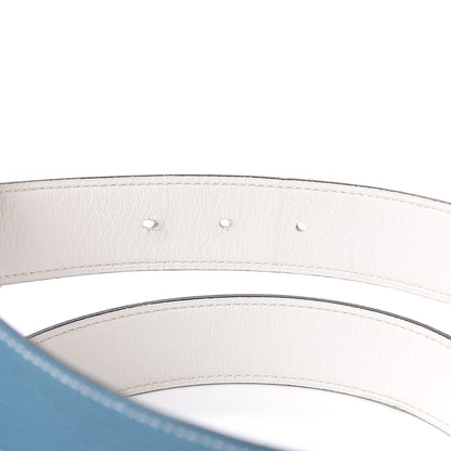 Hermes Epsom Swift Strie 32mm H Belt 95 Blue Jean White 4 of 8