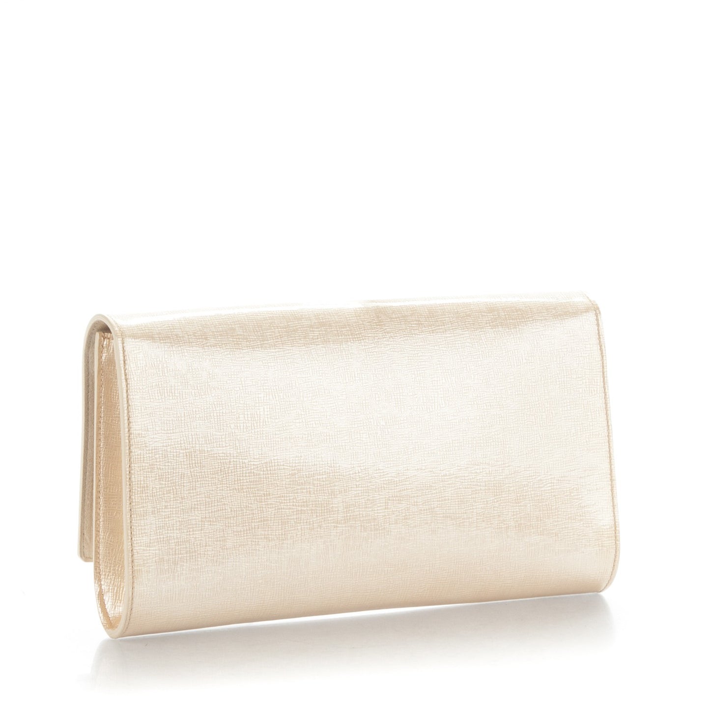 Textured Patent Large Belle De Jour Clutch Champagne Gold