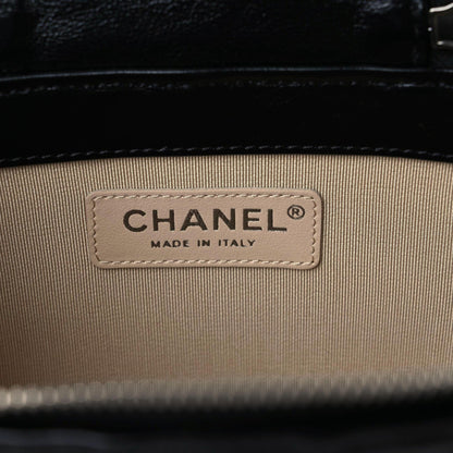Chanel Calfskin Raffia Small Vanity Case Bag Black Beige 9 of 10