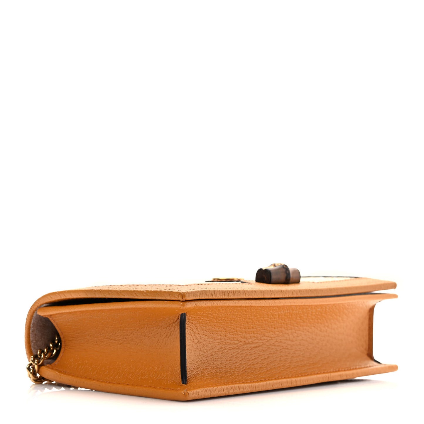 Polished Raffia Textured Dollar Calfskin Houndstooth Mini Diana Chain Bag Natural Sun Oil Mystic White