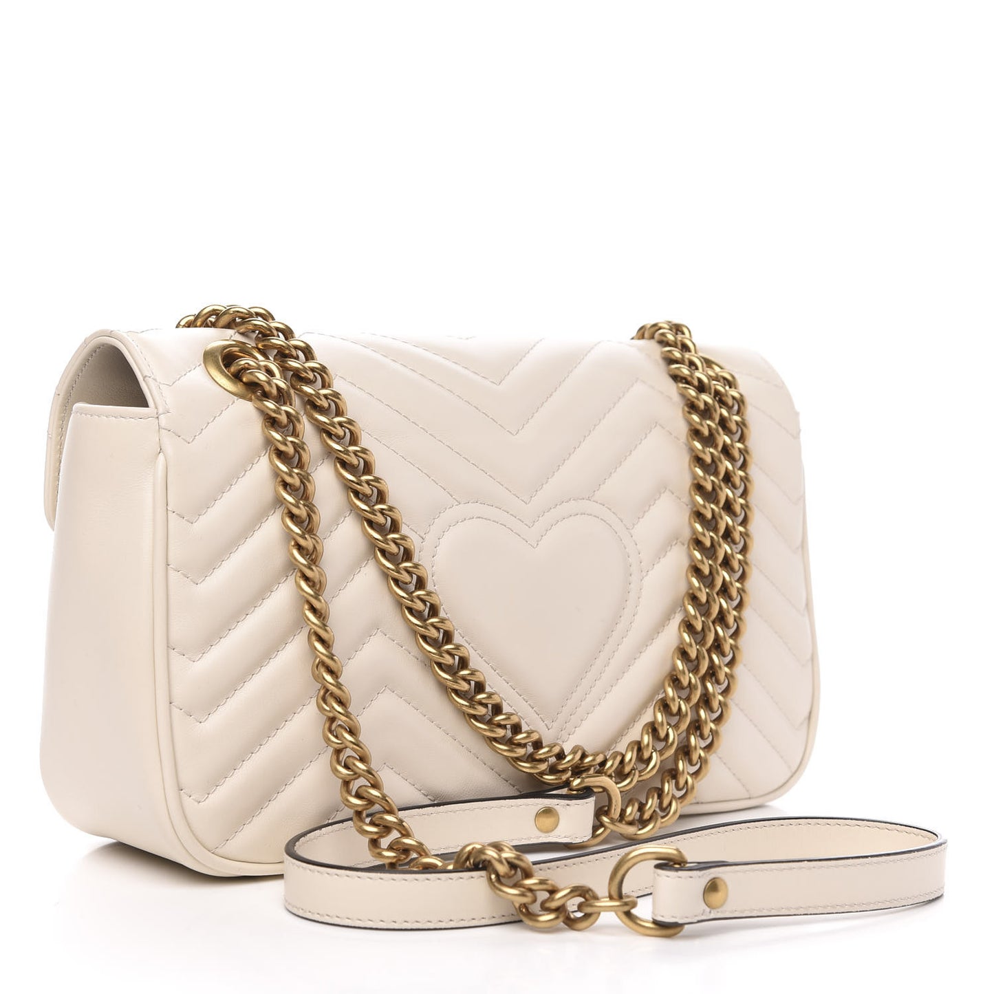 Calfskin Matelasse Small GG Marmont Shoulder Bag White