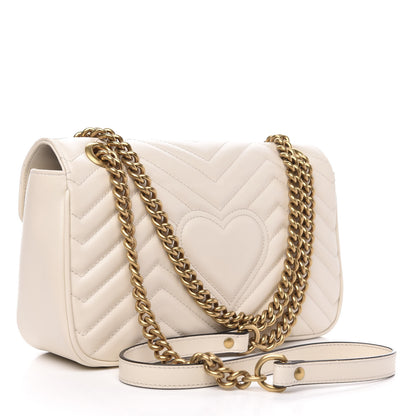 Gucci Calfskin Matelasse Small GG Marmont Shoulder Bag White 3 of 12