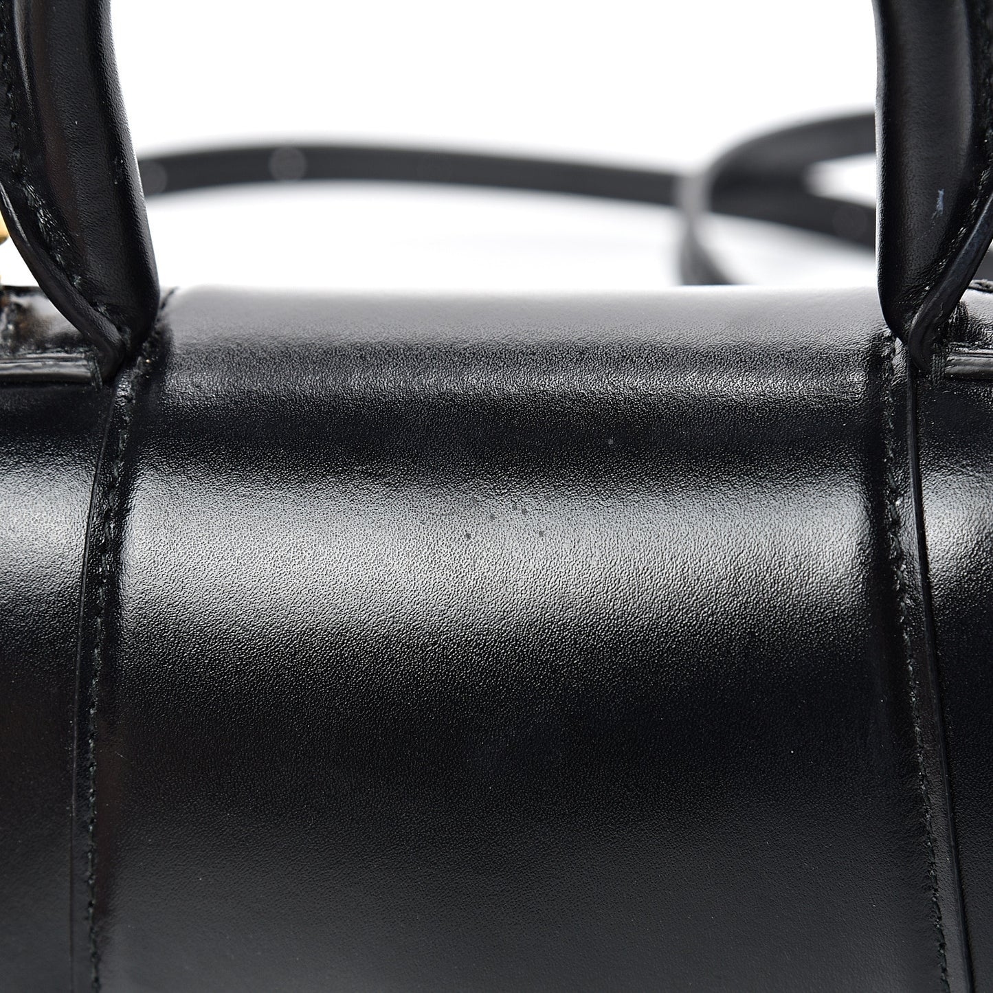 Shiny Box Calfskin Hourglass Top Handle Bag XS Black