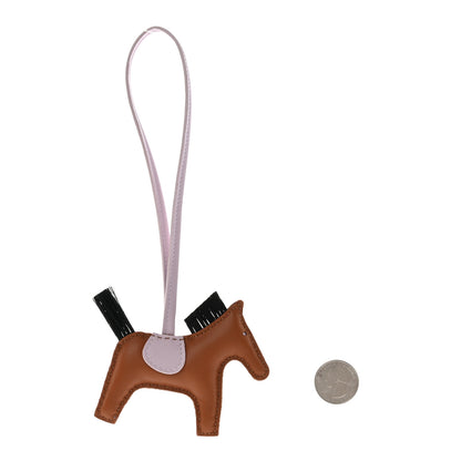 Hermes Milo Lambskin Horse Hair Grigri Rodeo Horse Bag Charm PM Gold Mauve Pale Black 2 of 5