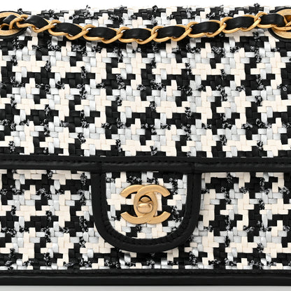 Chanel Metallic Lambskin Viscose Woven Flap Silver Black 9 of 11