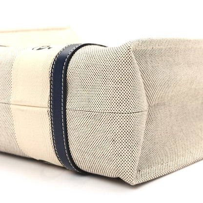 Chloe Linen Calfskin Medium Woody Ribbon Tote White Blue 10 of 11