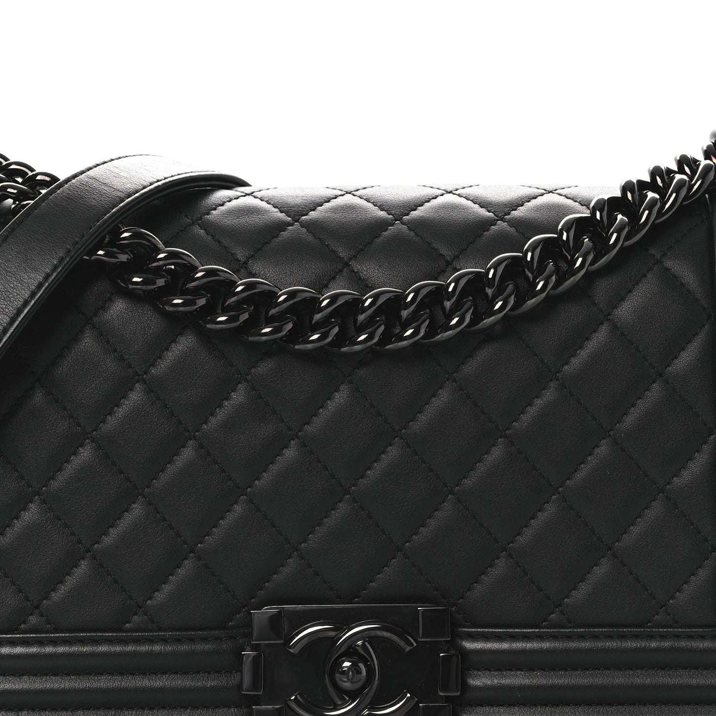 Calfskin Quilted Medium Boy Flap So Black