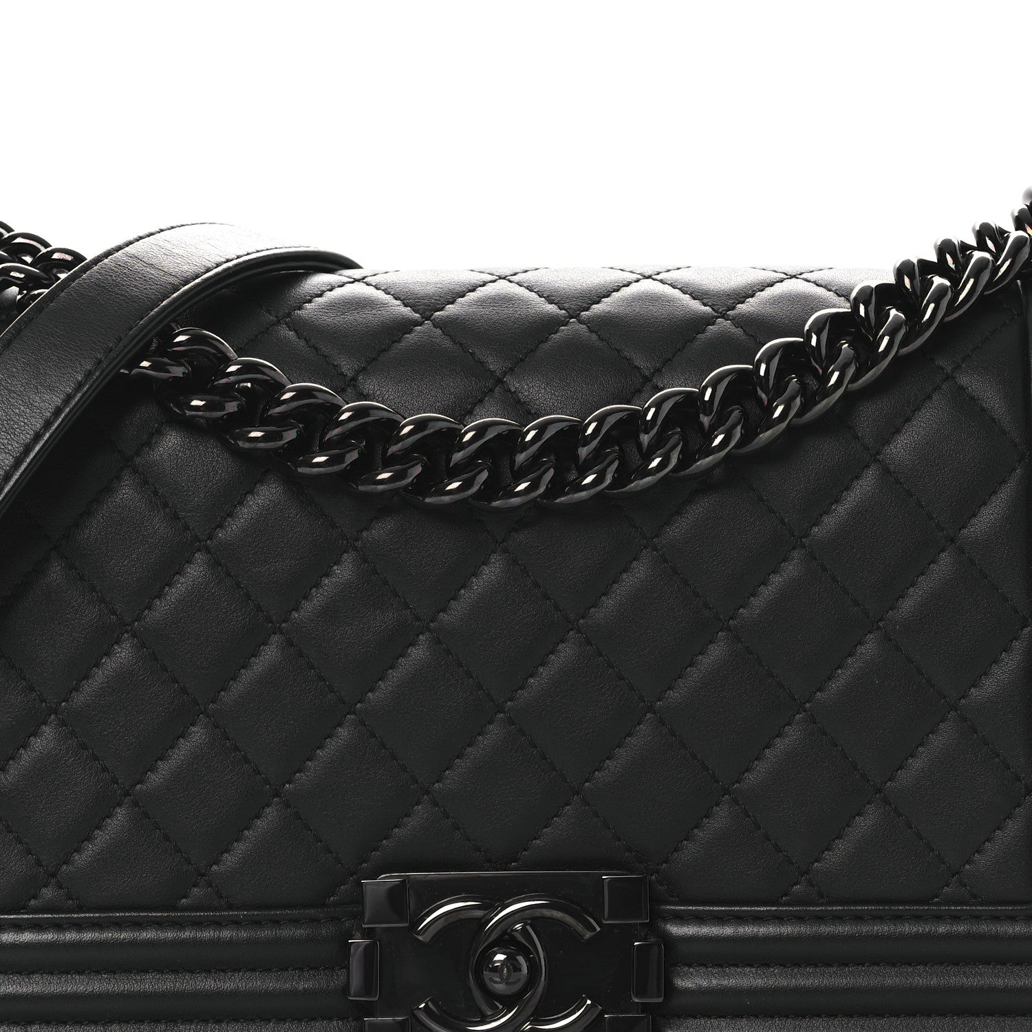 Chanel Calfskin Quilted Medium Boy Flap So Black 8 of 11