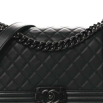 Chanel Calfskin Quilted Medium Boy Flap So Black 8 of 11