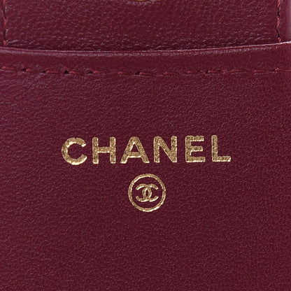 Chanel Lambskin Quilted Top Handle Flap Coin Purse With Chain Burgundy 6 of 11