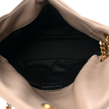 Saint Laurent Lambskin Quilted Medium Loulou Puffer Monogram Chain Satchel Dusty Grey 5 of 10