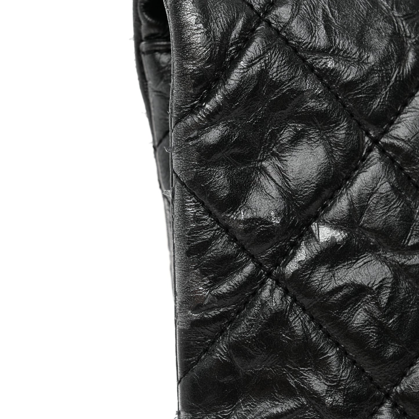 Metallic Crumpled Calfskin Big Bang Large Flap Bag Black