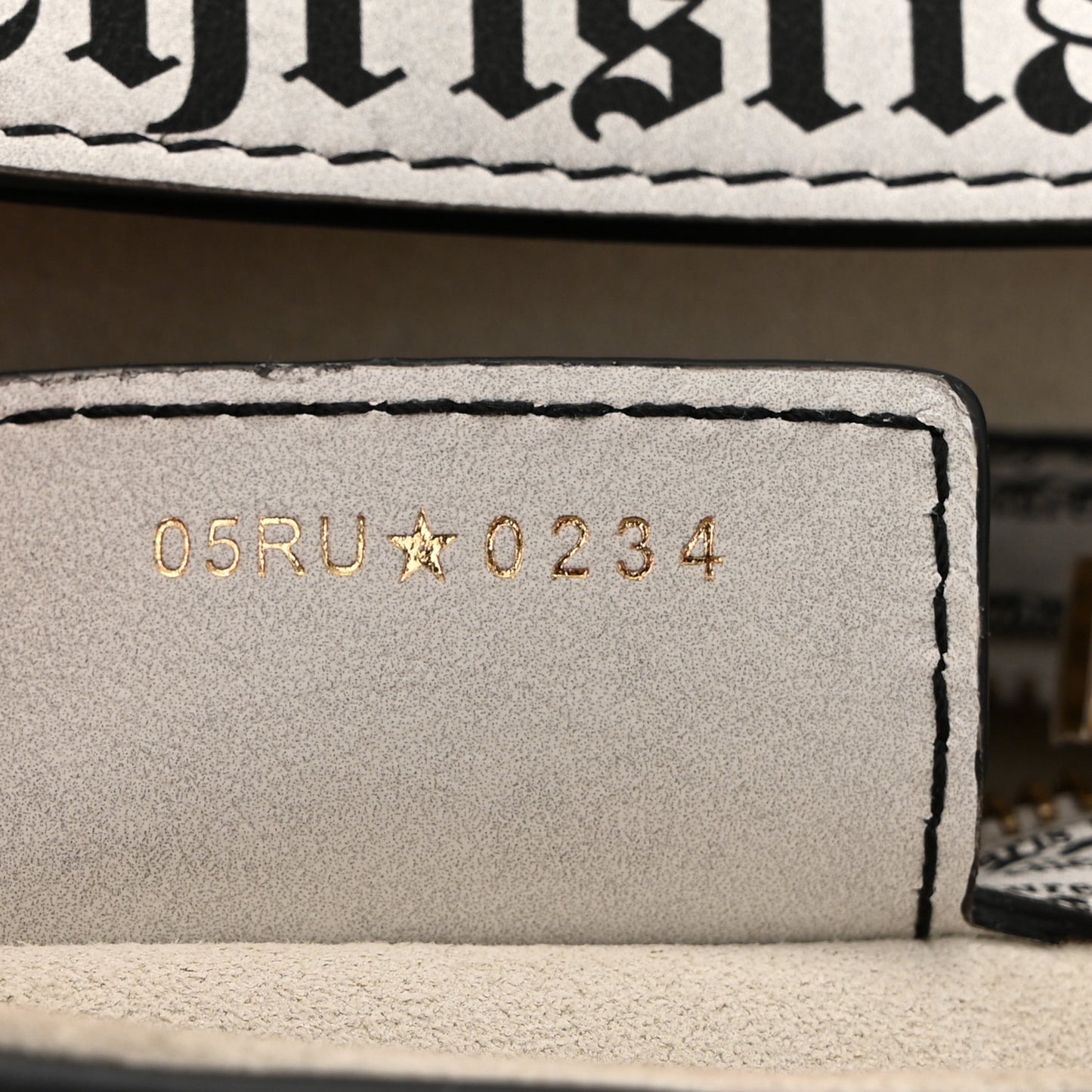 Calfskin Newspaper Printed Saddle Bag With Strap Black White
