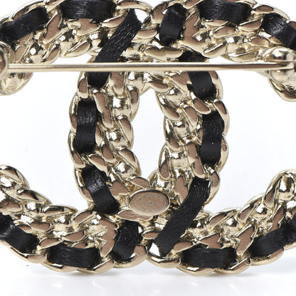 Chanel Lambskin Crystal Vintage Allure CC Chain Brooch Black Gold 7 of 8