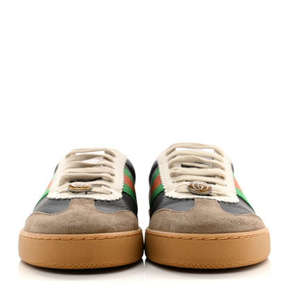 Gucci Calfskin Suede Web Mens G74 Sneakers 7 Ardesia Black New Mystic White 2 of 10