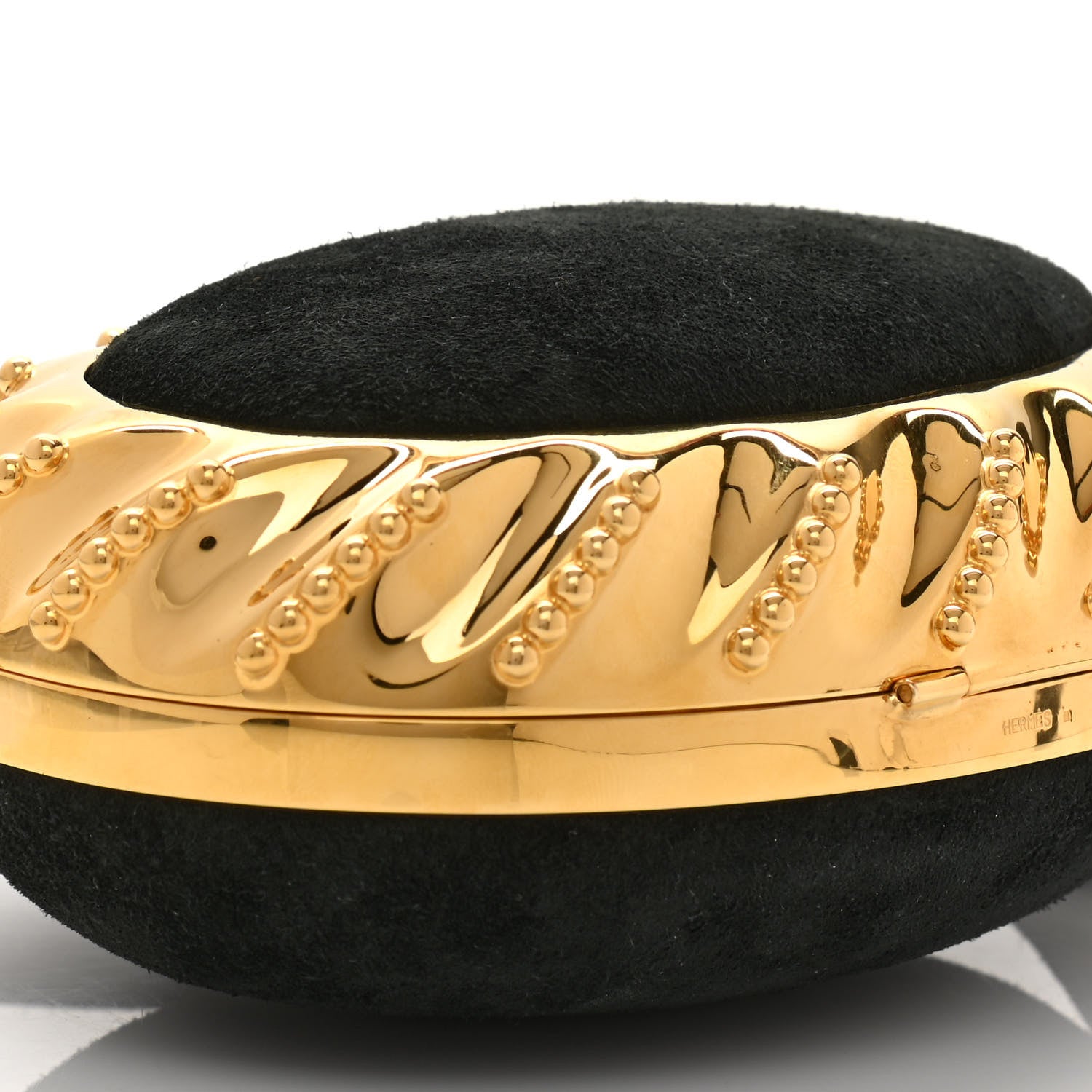 Hermes Veau Doblis Brass Minaudiere Clutch Black 8 of 13