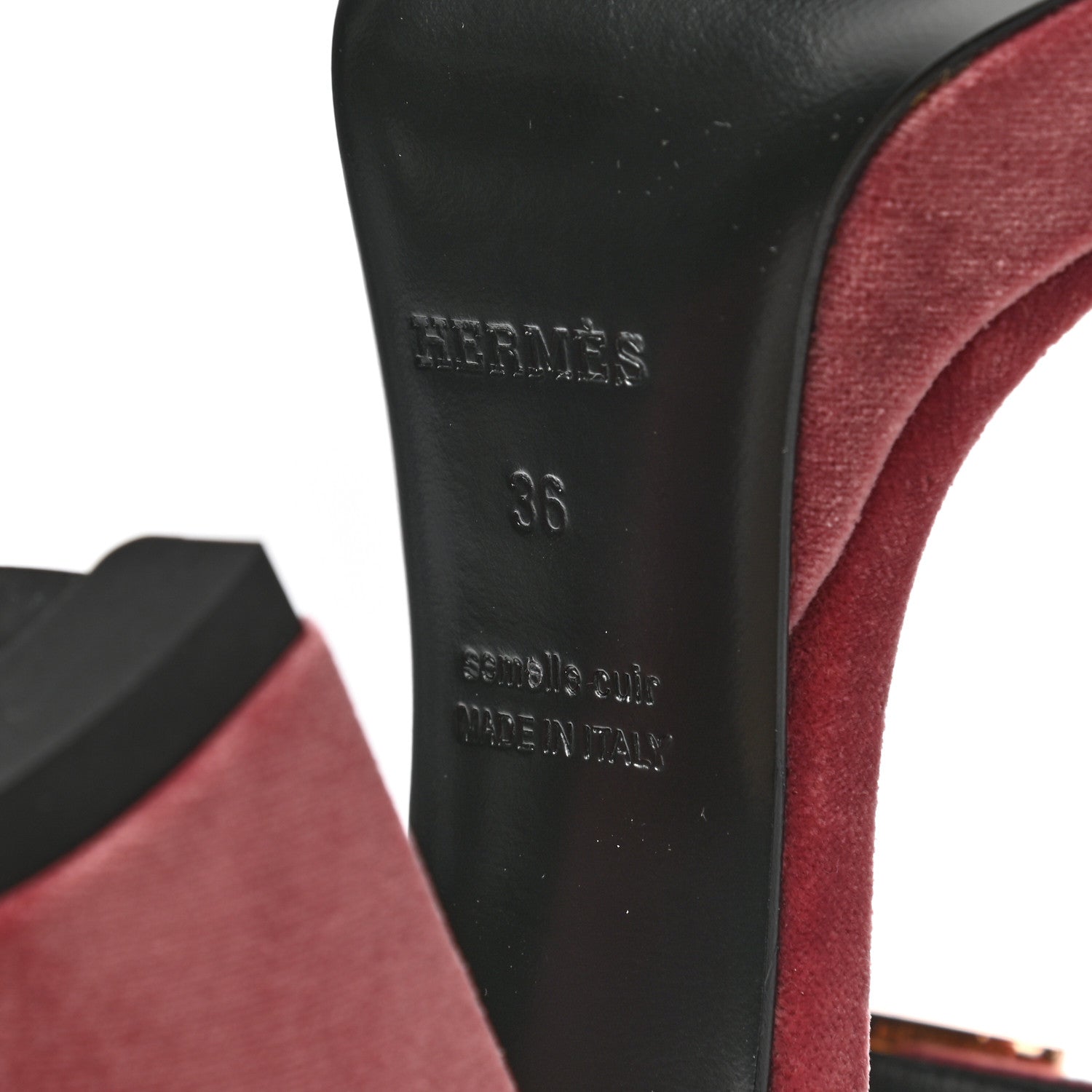 Hermes Velours Bossa Sandals 36 Bois De Rose 6 of 9