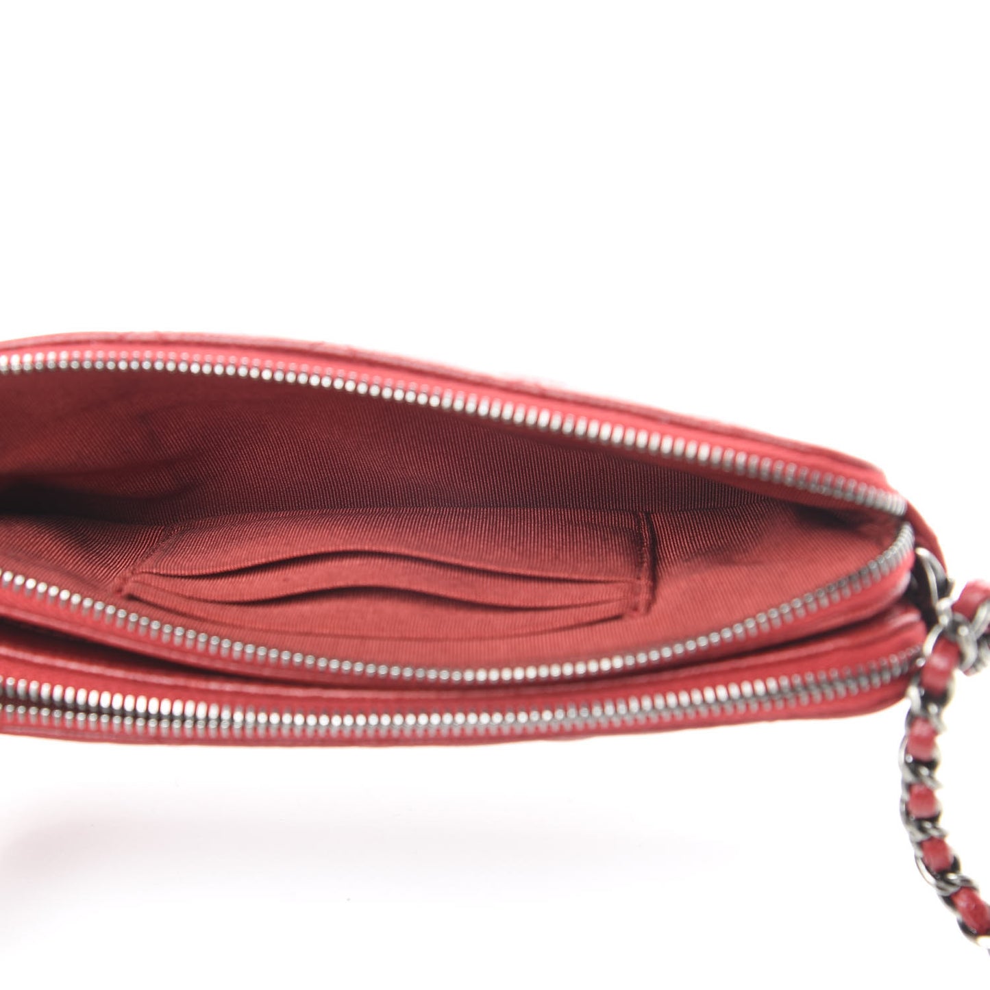 Caviar Quilted Small Clutch With Chain Red