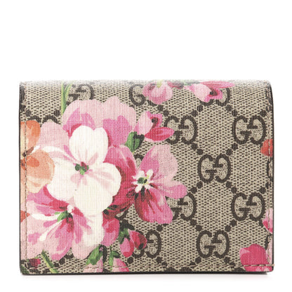 Gucci GG Supreme Monogram Blooms Card Case Wallet Beige Multicolor Dry Rose 1 of 8