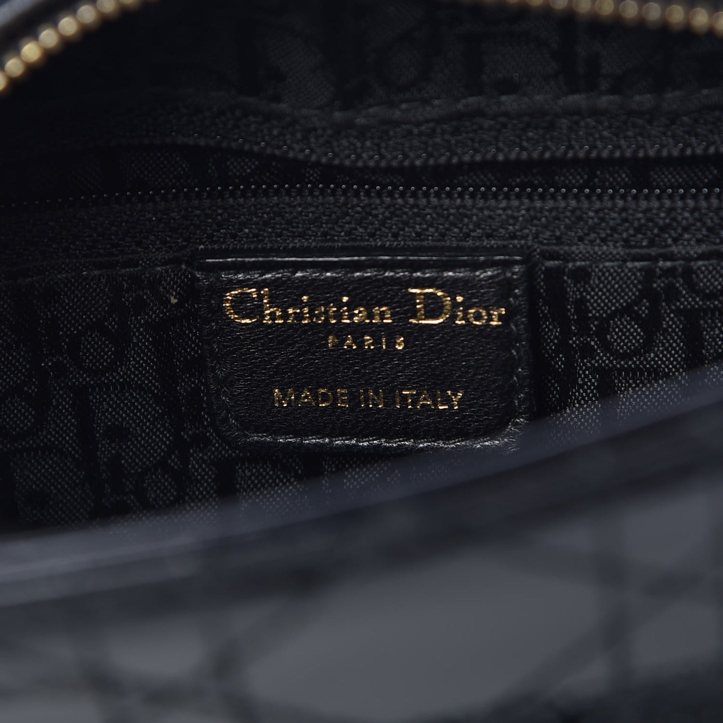 Patent Cannage Stitched Medium Lady Dior Black