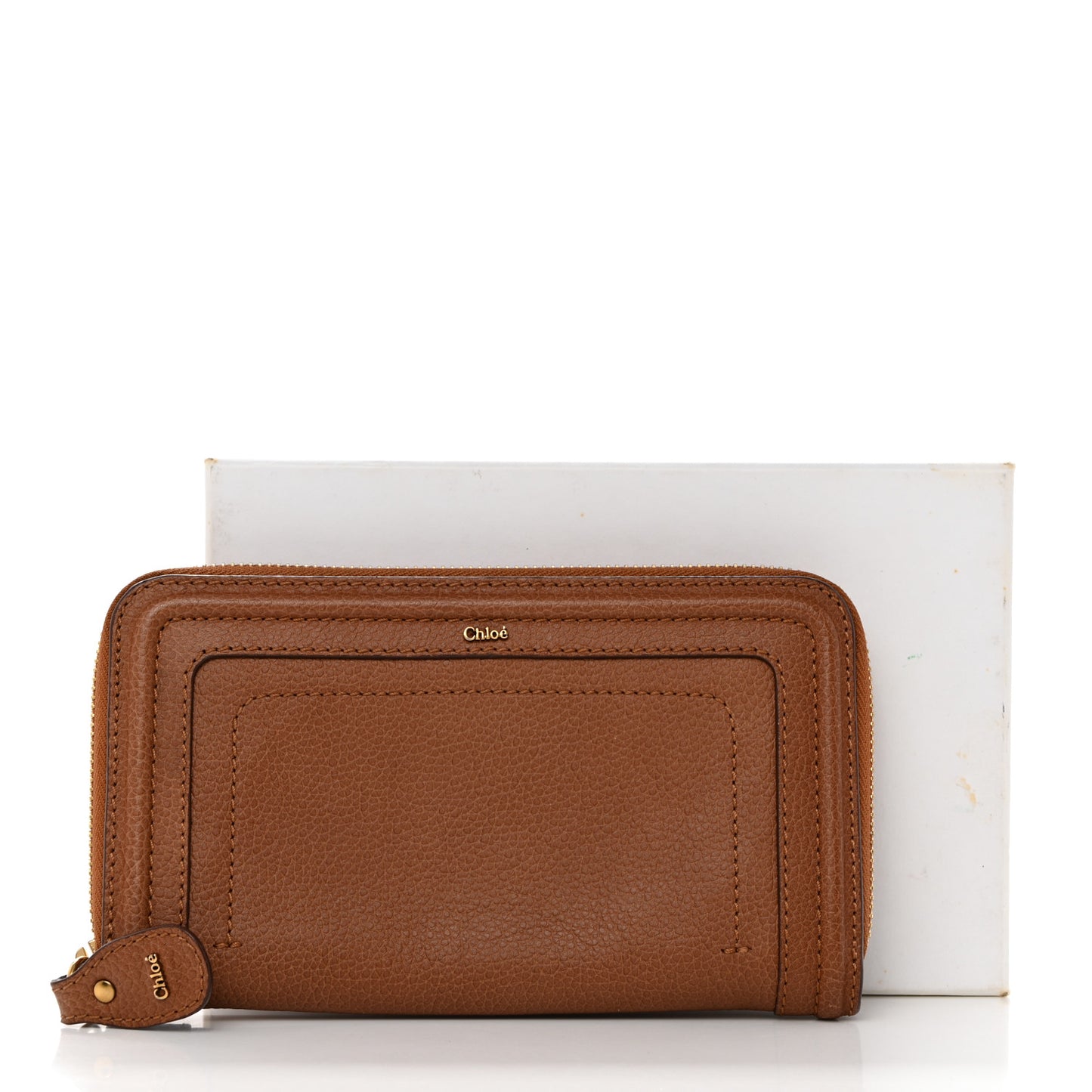 Calfskin Marcie Long Zip Around Wallet Tan