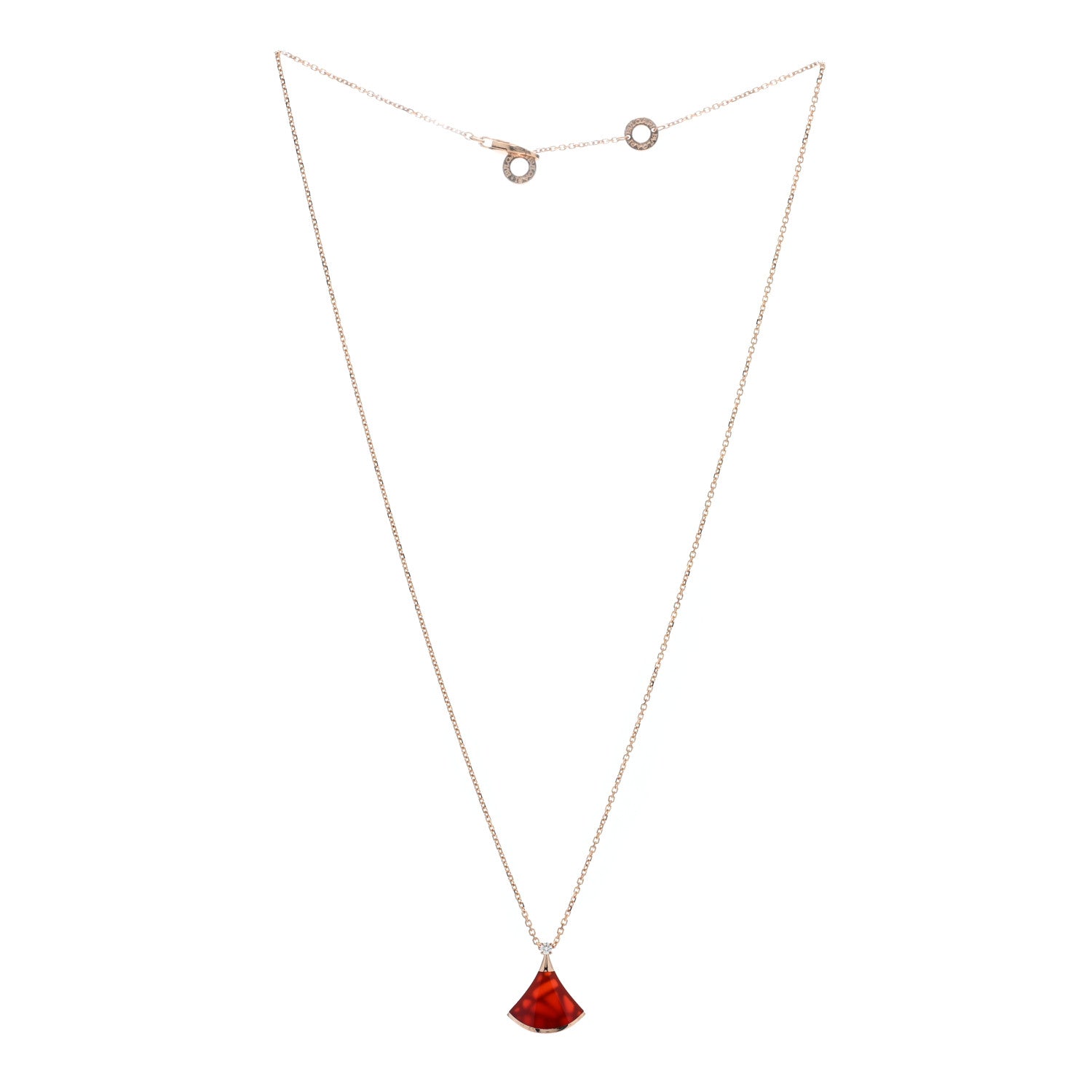 Bulgari 18K Rose Gold Diamond Carnelian Divas' Dream Pendant Necklace 3 of 5