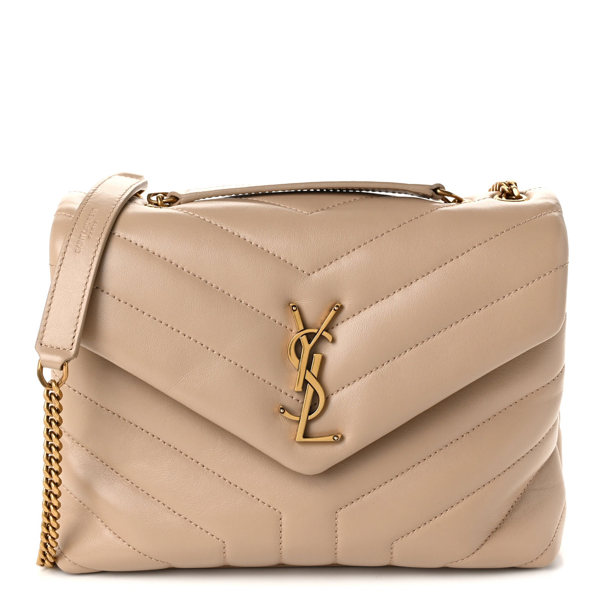 Calfskin Y Quilted Monogram Small Loulou Chain Satchel Taupe