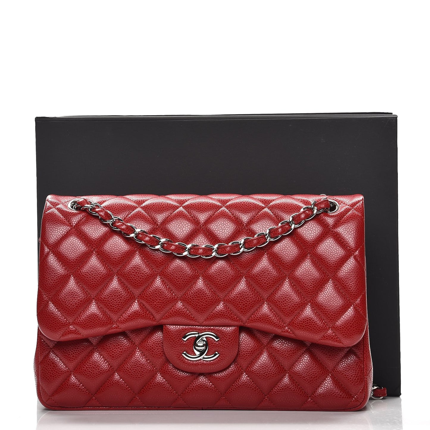 Caviar Quilted Jumbo Double Flap Red