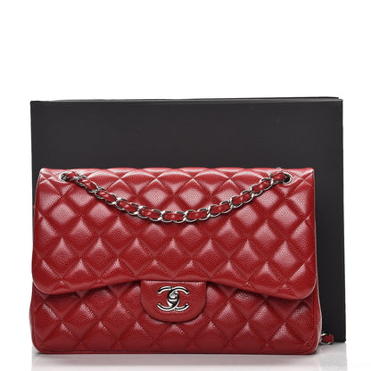 Chanel Caviar Quilted Jumbo Double Flap Red 10 of 10