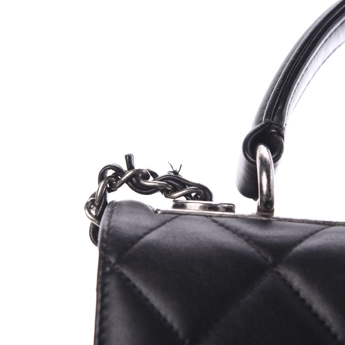 Lambskin Quilted Small Trendy CC Dual Handle Flap Bag Black