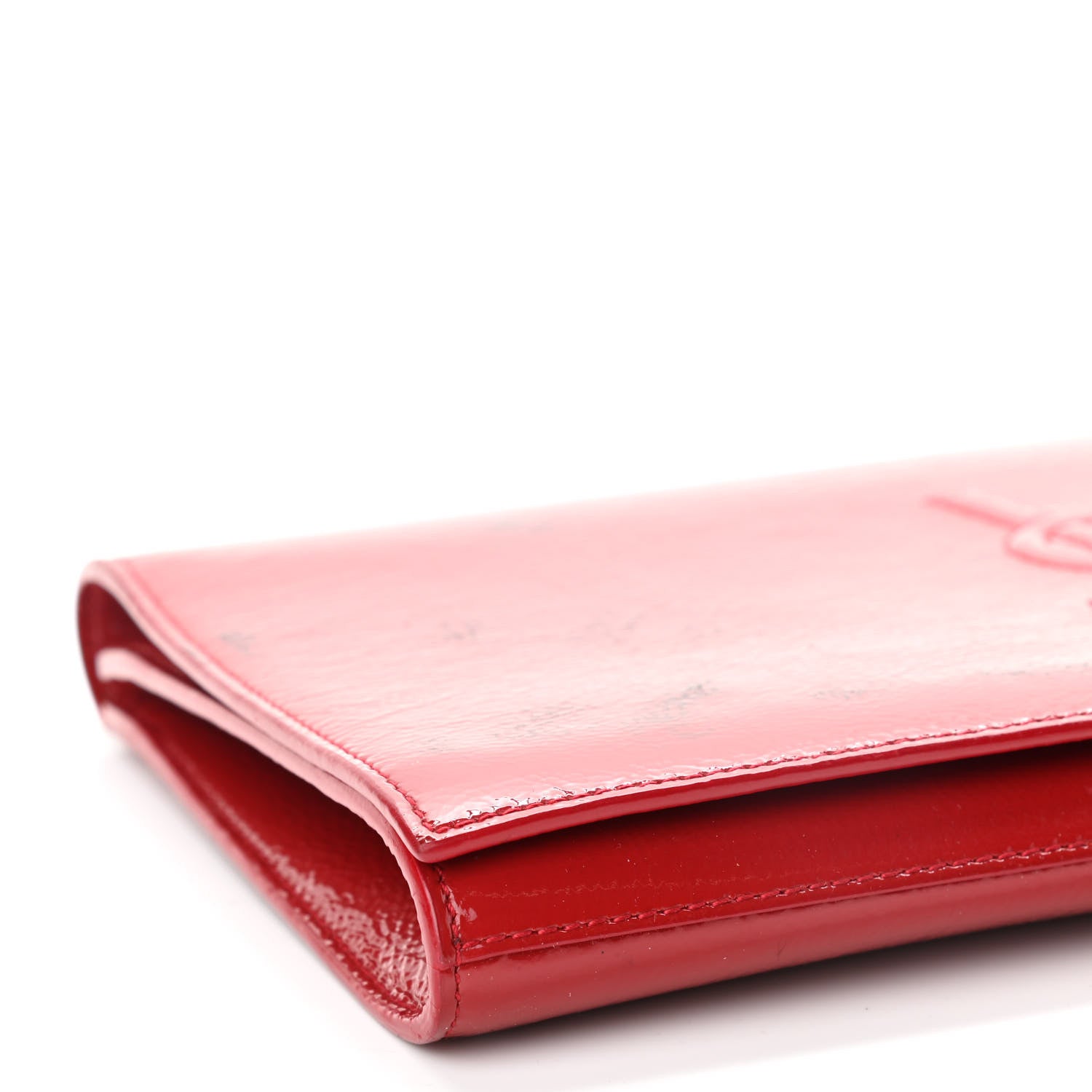 Saint Laurent Textured Patent Monogram Large Belle De Jour Clutch Red 7 of 11
