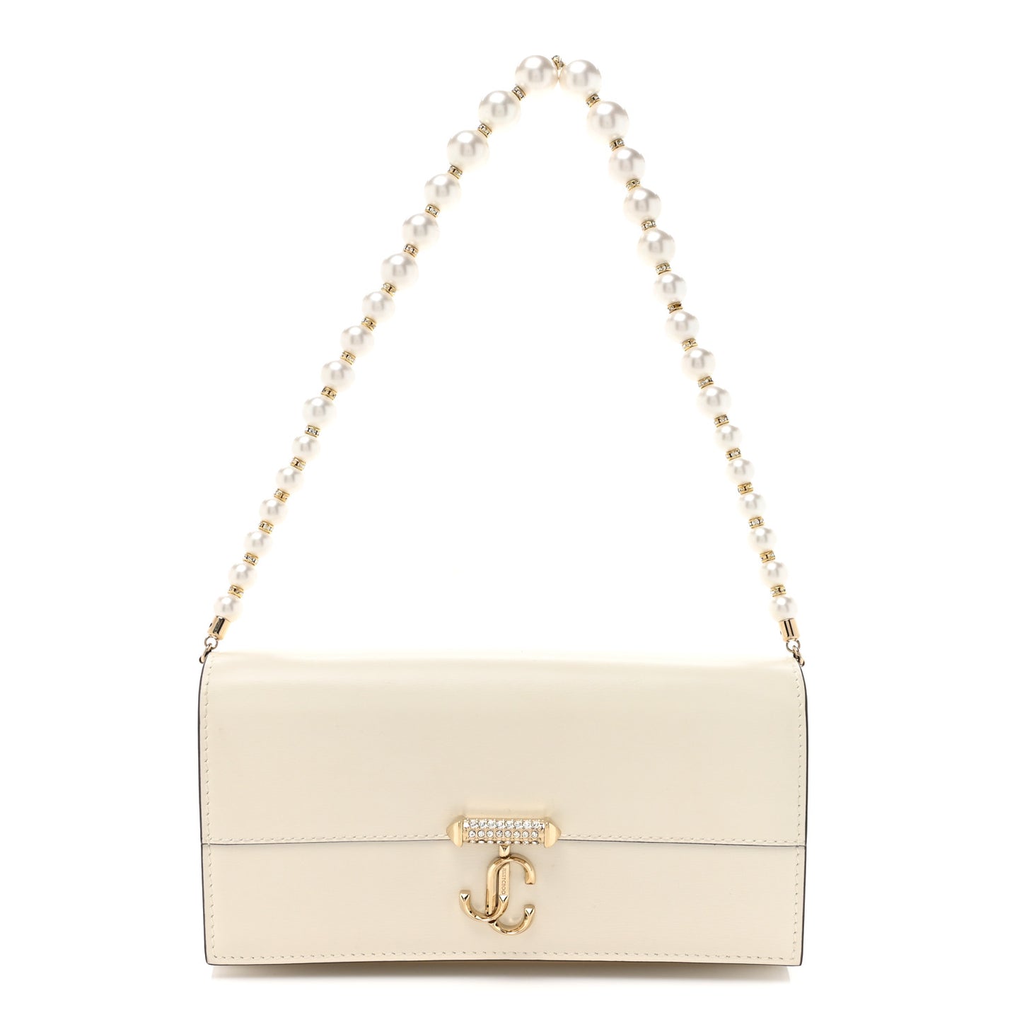 Box Calfskin Varenne Pearl Avenue Chain Clutch Latte