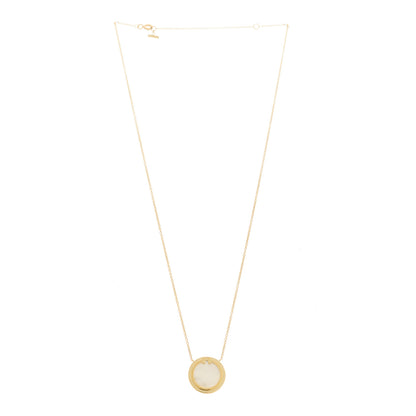 Tiffany 18K Yellow Gold Mother of Pearl T Circle Pendant Necklace 3 of 6