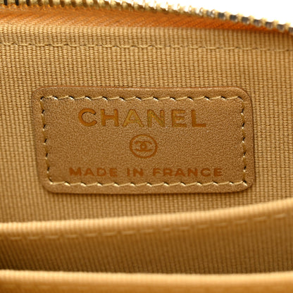 Chanel Metallic Caviar Quilted Zip Around Coin Purse Wallet  Gold 6 of 8