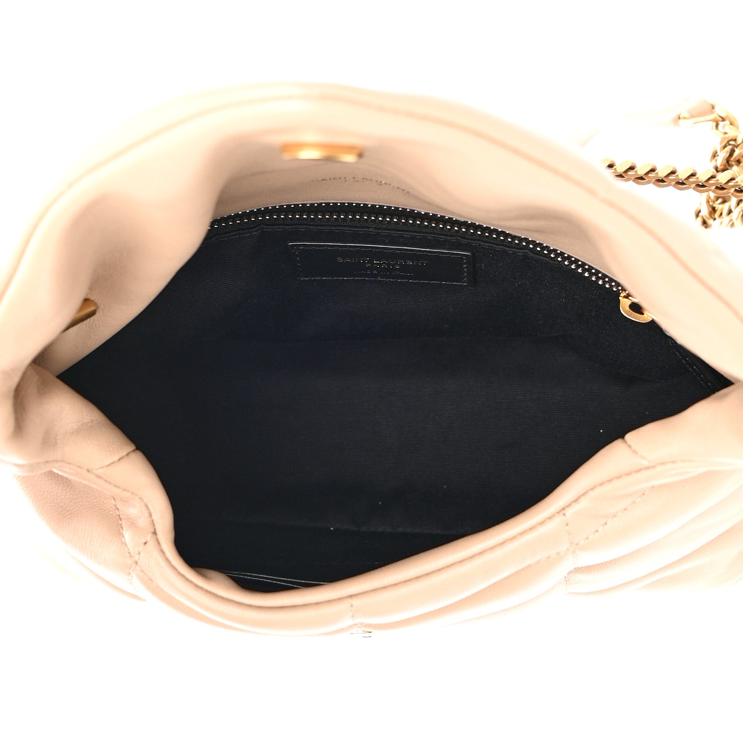 Saint Laurent Lambskin Quilted Toy Loulou Puffer Monogram Chain Satchel Nude Powder 5 of 9