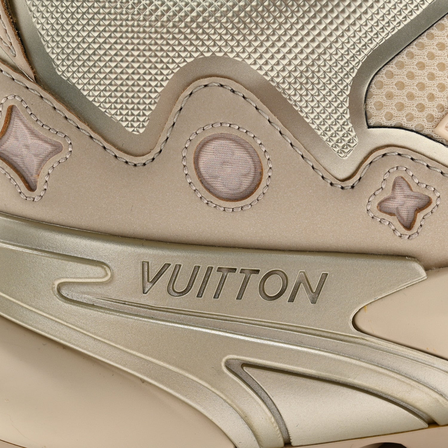 Louis Vuitton Metallic Canvas Mesh Mens LV Runner Tatic Sneakers 9 Beige 9 of 15