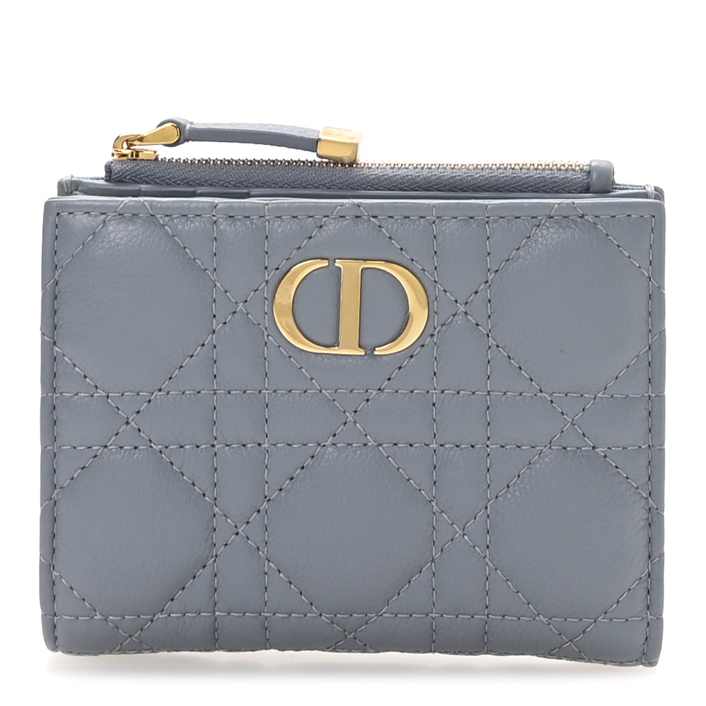 Grained Calfskin Supple Cannage Caro Dahlia Wallet Cloud Blue