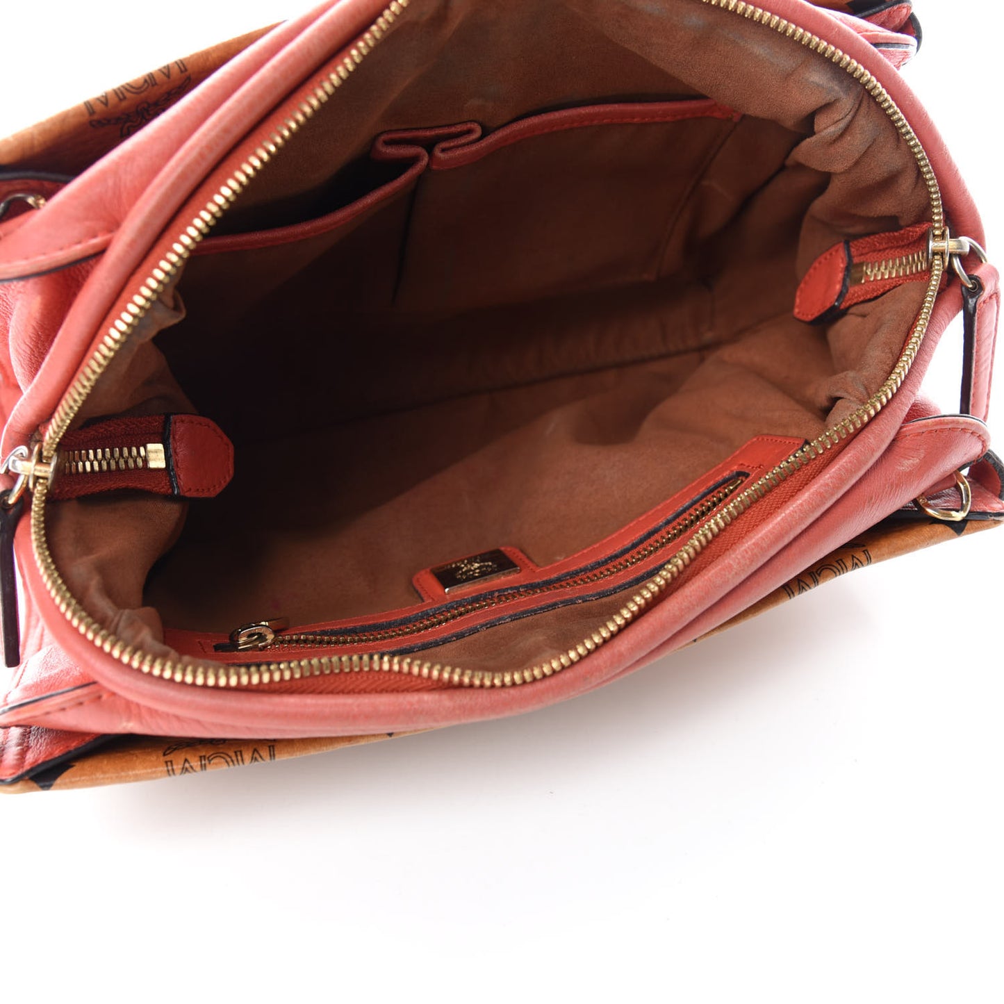 Visetos Bi-Color Chain Crossbody Bag Cognac Red