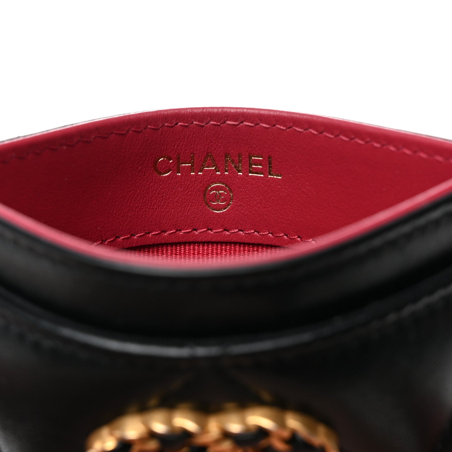 Lambskin Quilted Chanel 19 Card Holder Black