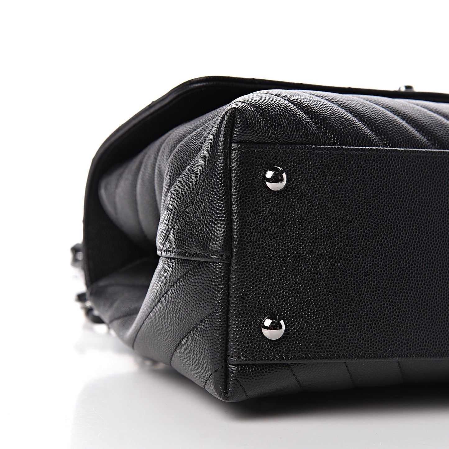 Caviar Chevron Quilted Small Coco Handle Flap Black