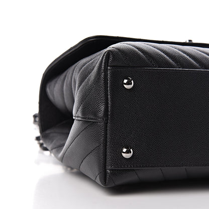 Chanel Caviar Chevron Quilted Small Coco Handle Flap Black 9 of 10
