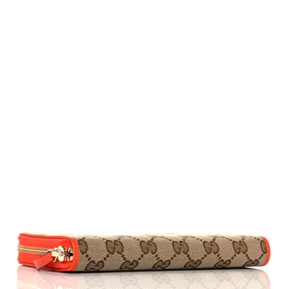 Gucci Monogram Dollar Calfskin Zip Around Wallet Beige Ebony Sun Orange 4 of 11