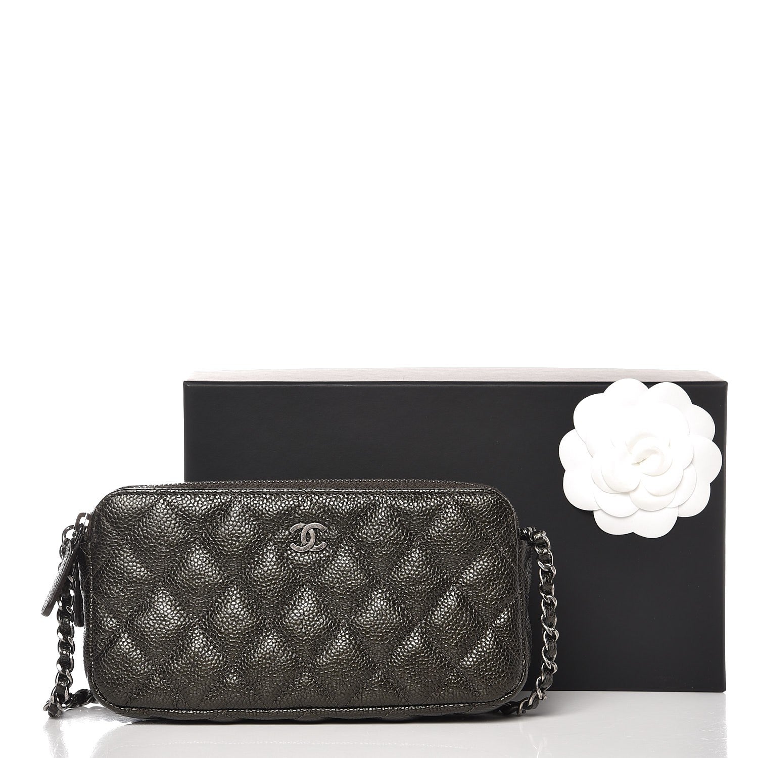 Chanel Caviar Quilted Small Clutch With Chain Dark Charcoal 9 of 9