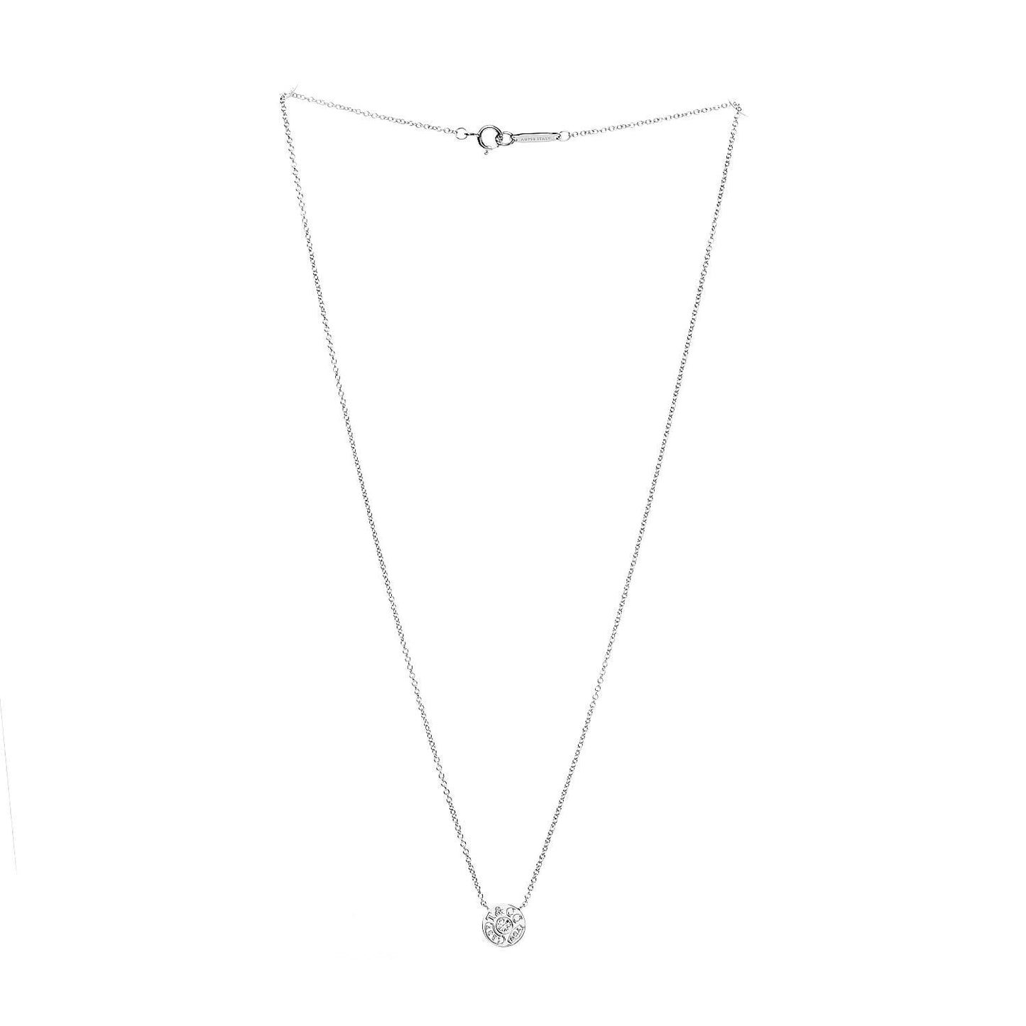 18K White Gold Diamond 1837 Circle Pendant Necklace