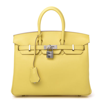 Hermes Taurillon Novillo Verso Birkin 25 Lime Bleuet 1 of 10