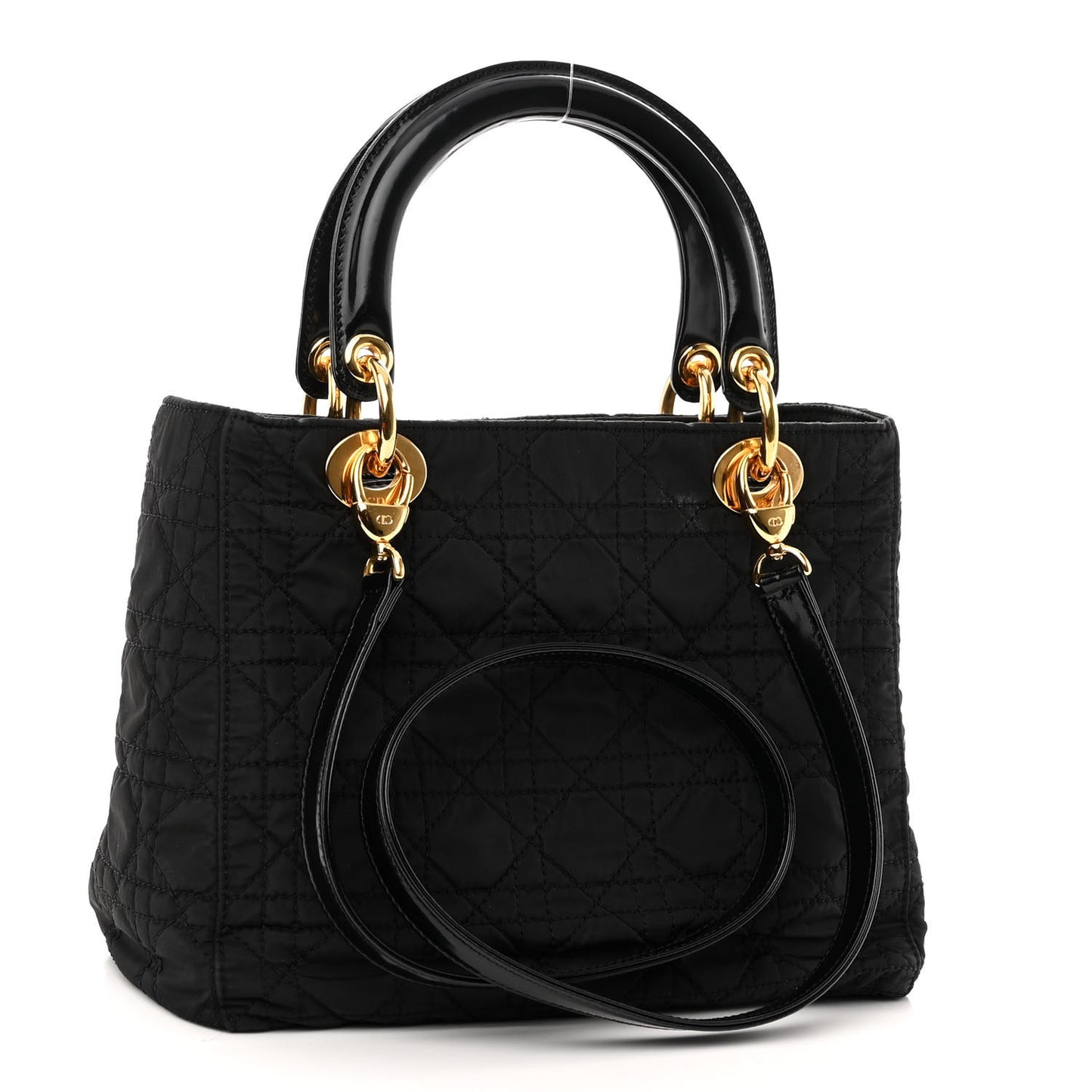 Nylon Cannage Medium Lady Dior Black