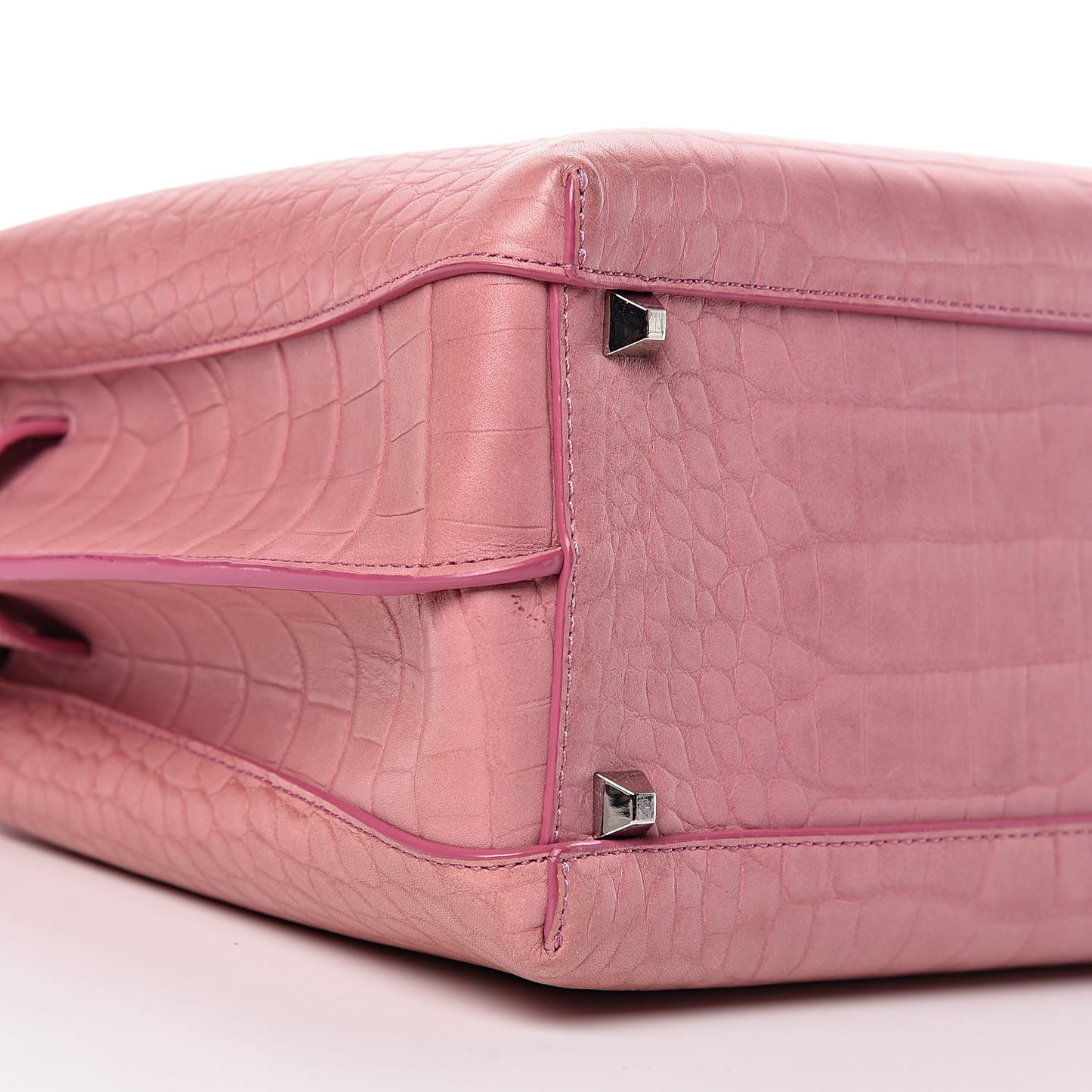 Calfskin Crocodile Embossed Medium Milla Tote Pink